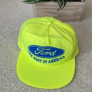 Vintage Mohr’s 80’s Neon Yellow Trucker Snapback Cap Ford The Best In America